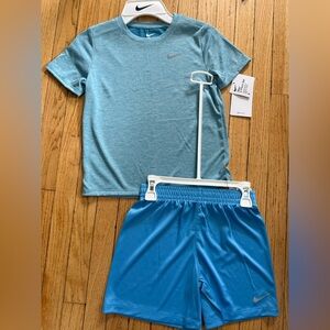 Nike Boys size 6 Athletic Tee & Shorts Set - Blue Heather/Blue